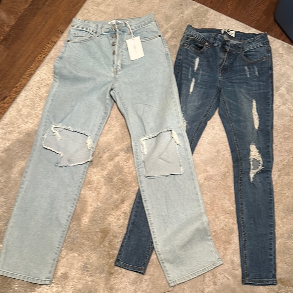 Trendy Distressed Denim Jeans Set